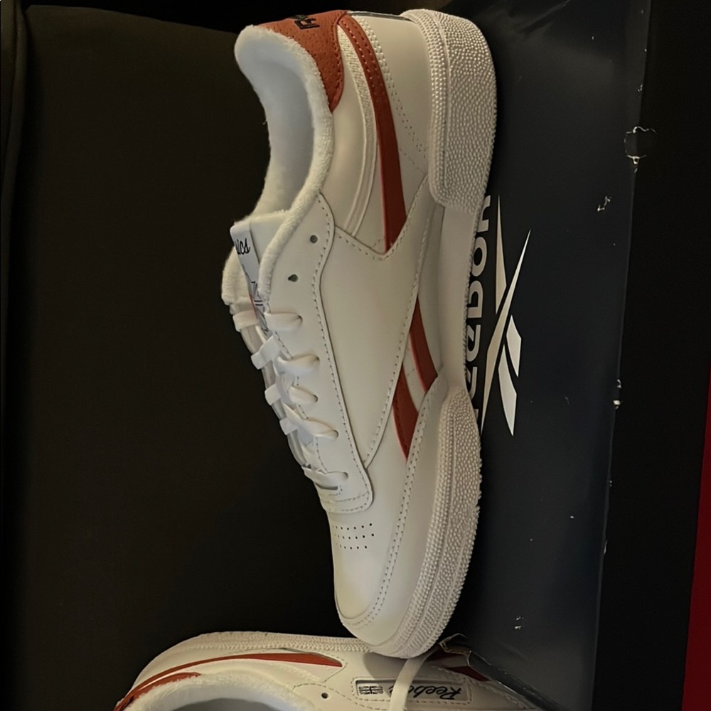 Reebok White and Brown Classic Sneakers